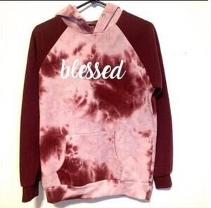 5/$25 Purple Mauve Tie Dye "Blessed" Long Sleeve Graphic Hoody Size XL